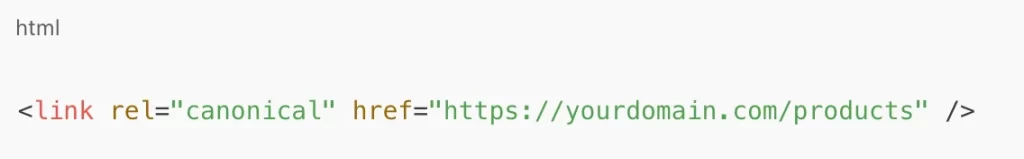 Canonical tags look like this in html